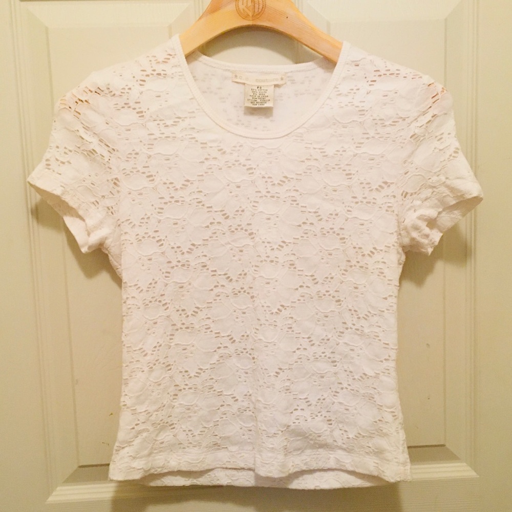 CC Couture White Eyelet Lace Shirt S Petite Small